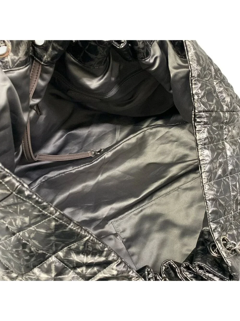 Chanel Tote Melrose Cabas Black Silver Chain